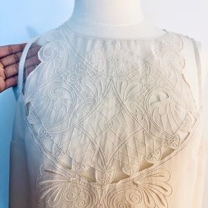 Cream sheer detailed blouse by Kenar